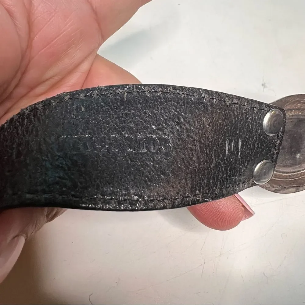 Fossil vintage leather silver detailing chunky links